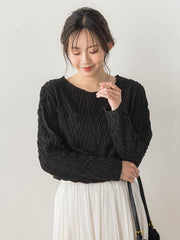 【WEB限定】フリルジャガードクルーネックプルオーバー