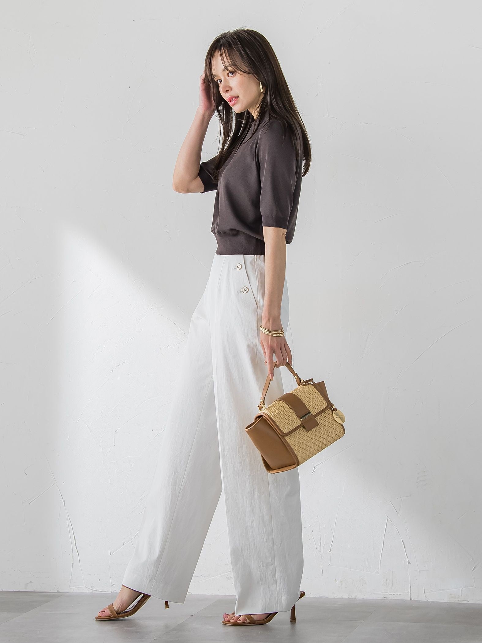 【WEB限定カラーあり】LUCINDAポロニット