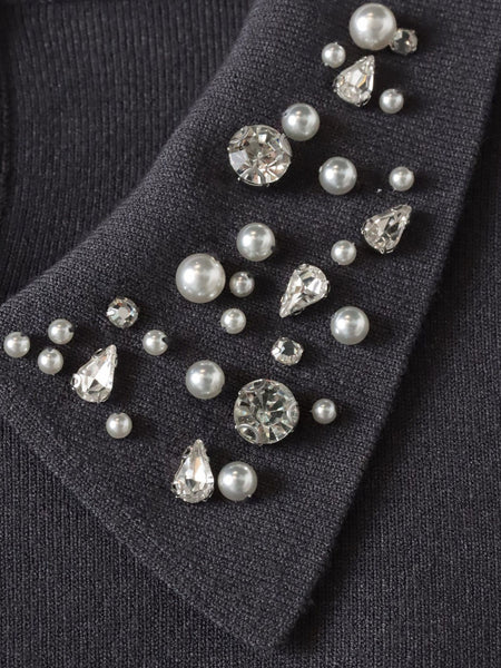 【新色追加】襟ビジューニット