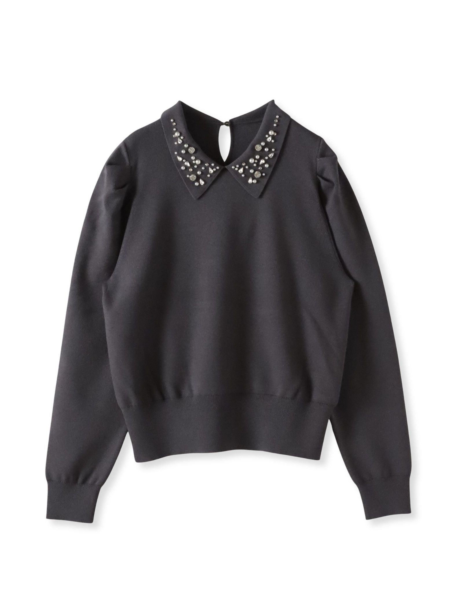 【新色追加】襟ビジューニット