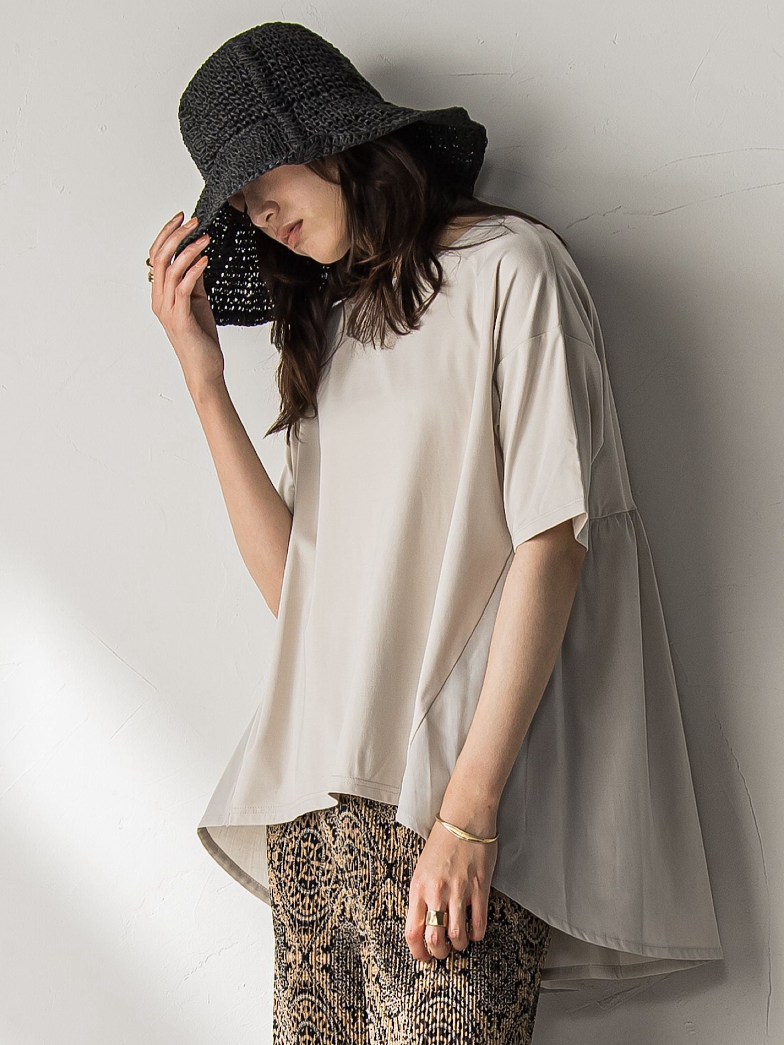 【WEB限定】前後ドッキングフレアTシャツ≪接触冷感/洗濯機で洗える≫