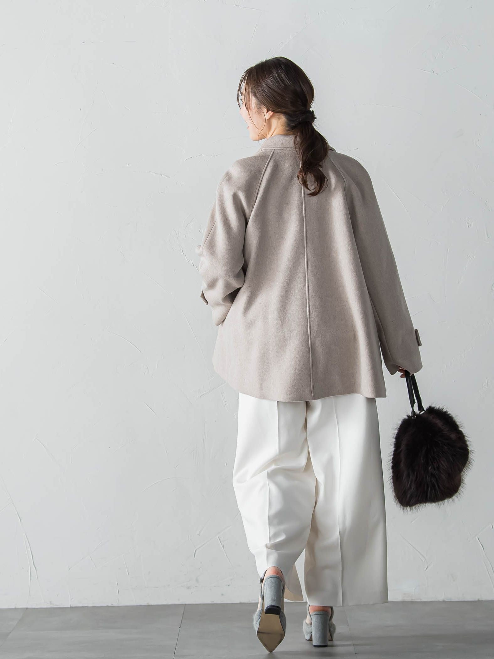 カシミヤ混ライトリバーショートコート