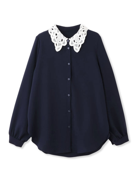 モスクレープレースカラーブラウス