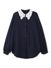 モスクレープレースカラーブラウス