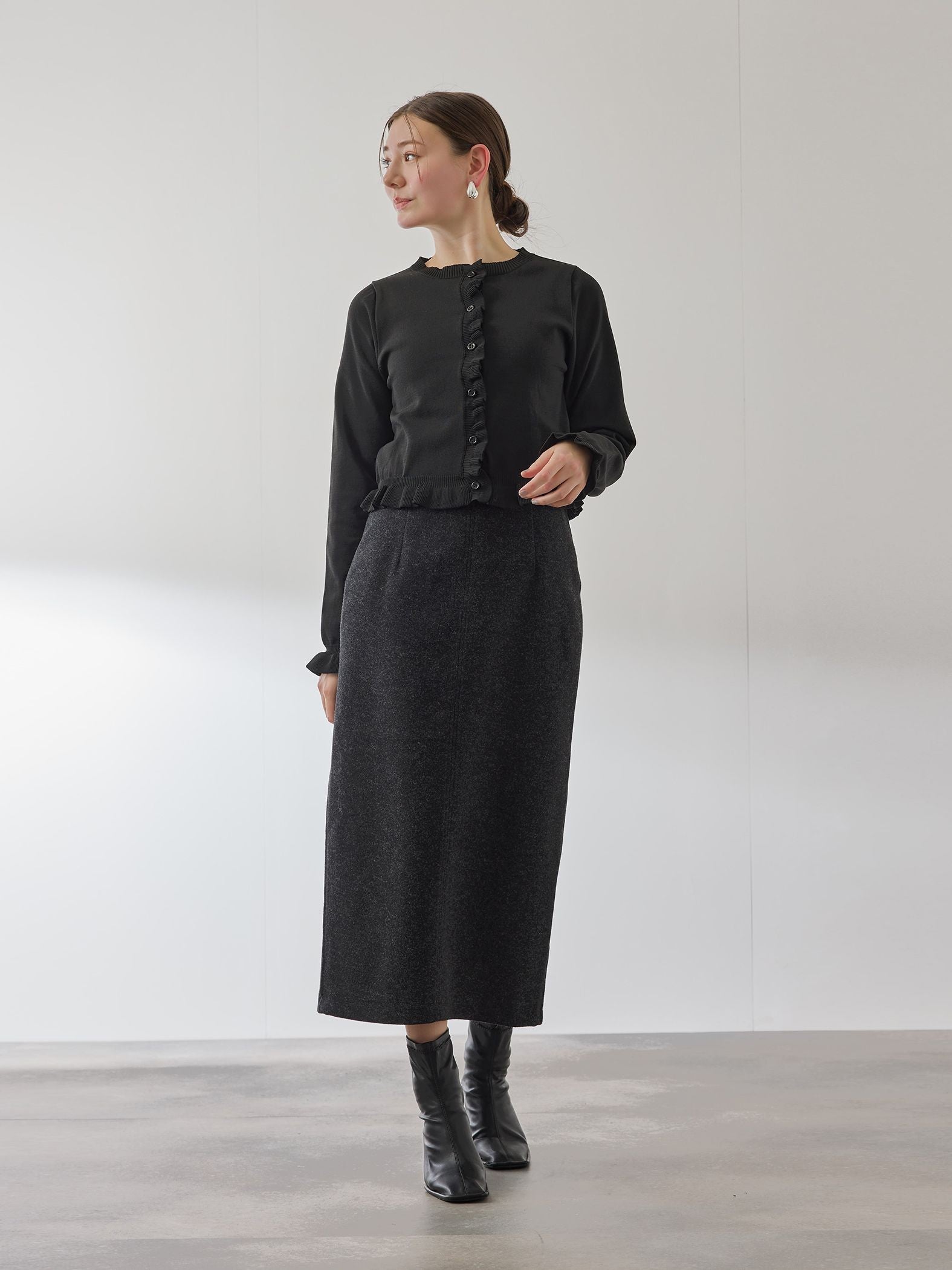 スポンディッシュニットフリルカーディガン≪手洗い可能≫