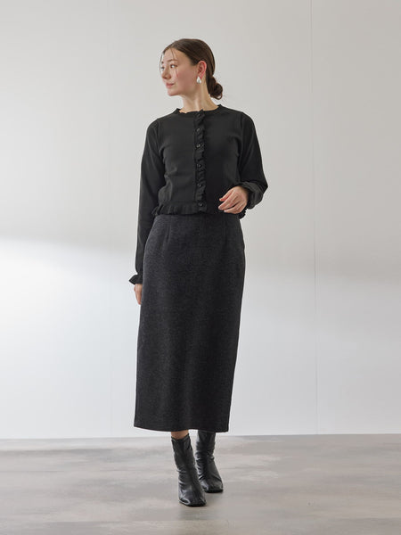 スポンディッシュニットフリルカーディガン≪手洗い可能≫