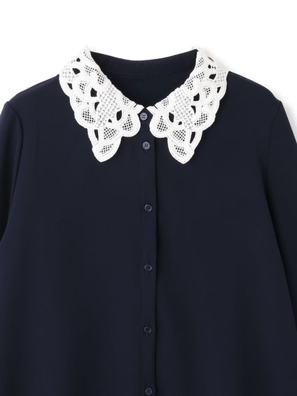 モスクレープレースカラーブラウス