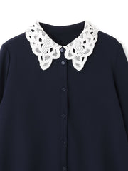 モスクレープレースカラーブラウス