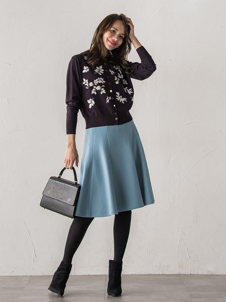 【新色追加】ボタニカルモチーフ刺繍カーディガン