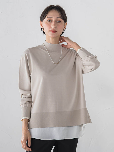 袖口配色ハイネックニット