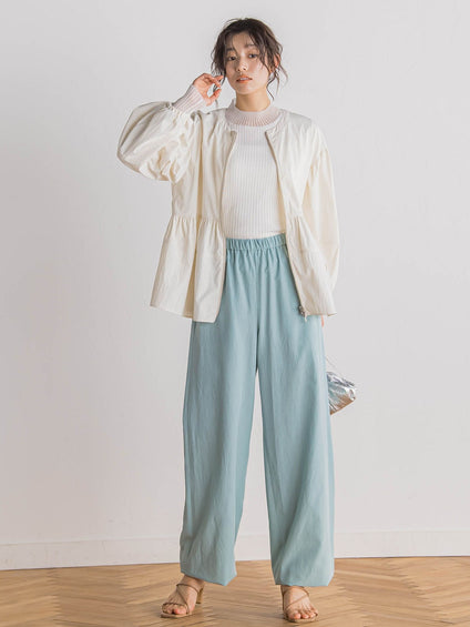 綿麻フィブリルグログランパンツ≪洗濯機で洗える≫