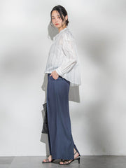 シアーバンドカラーブラウス≪洗える≫