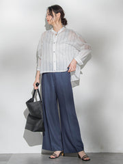 シアーバンドカラーブラウス≪洗える≫