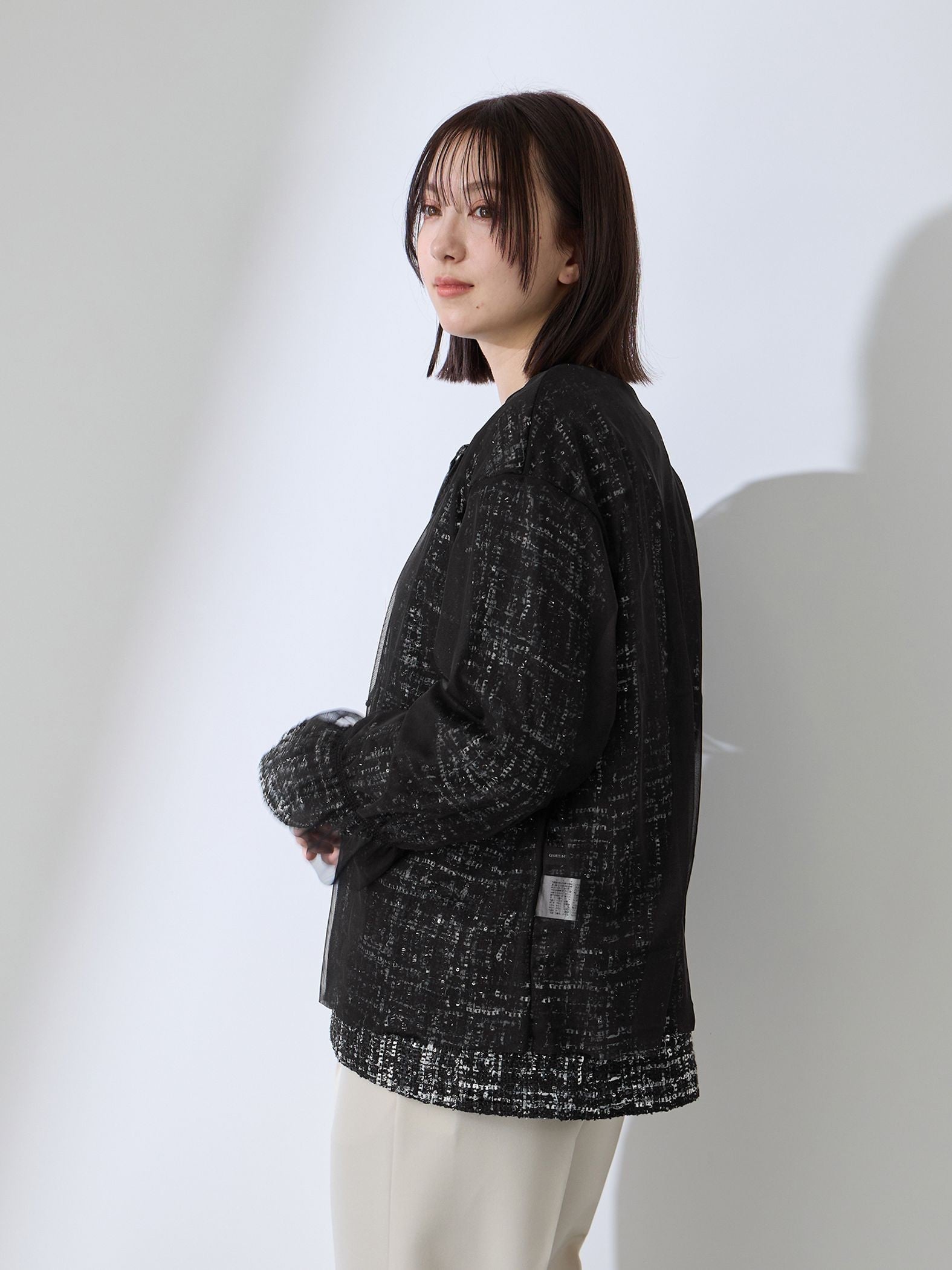 チュールレイヤーセットツィードジャケット