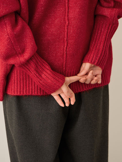 ヤクライクモックネックニットプルオーバー