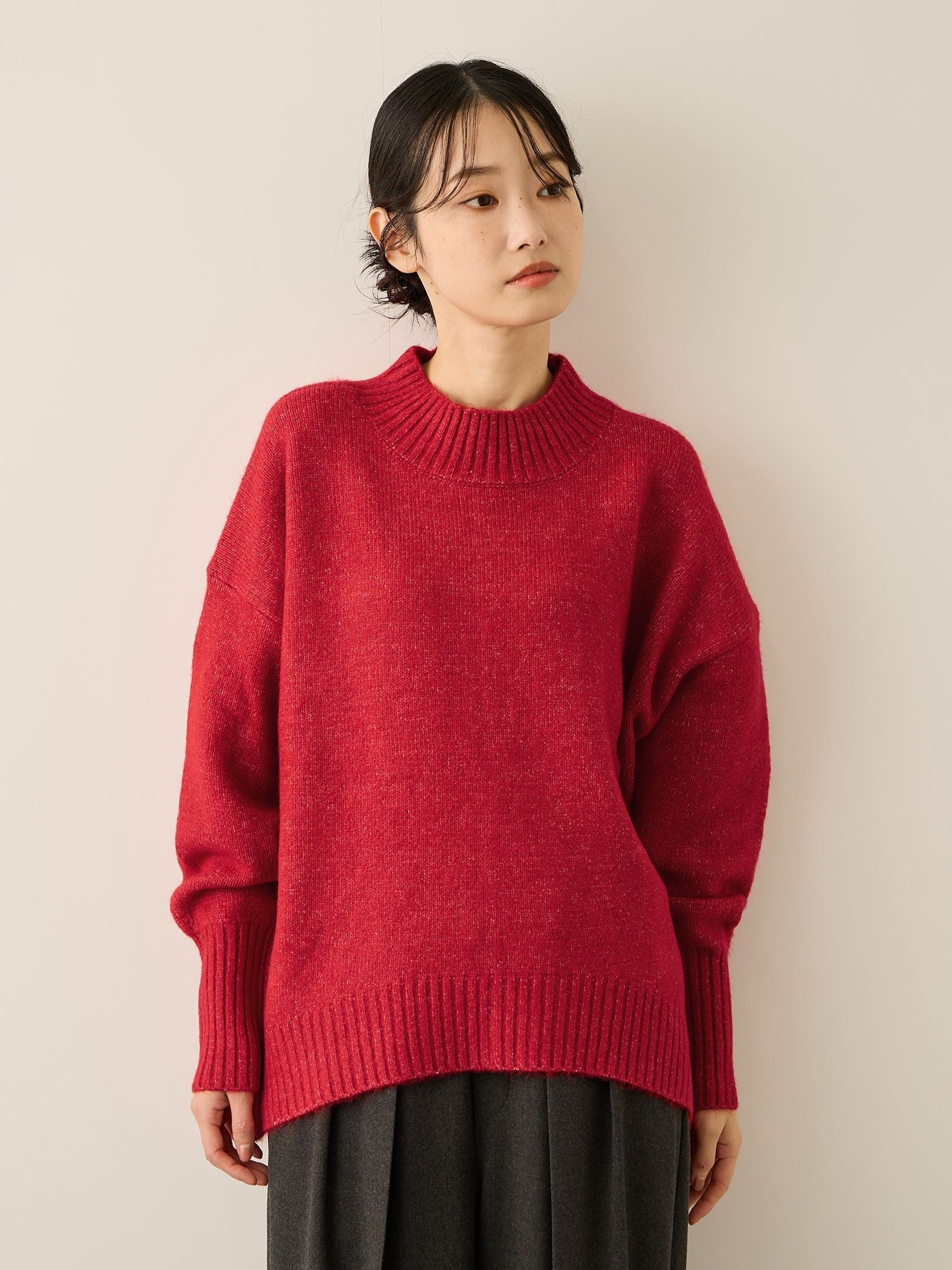 ヤクライクモックネックニットプルオーバー