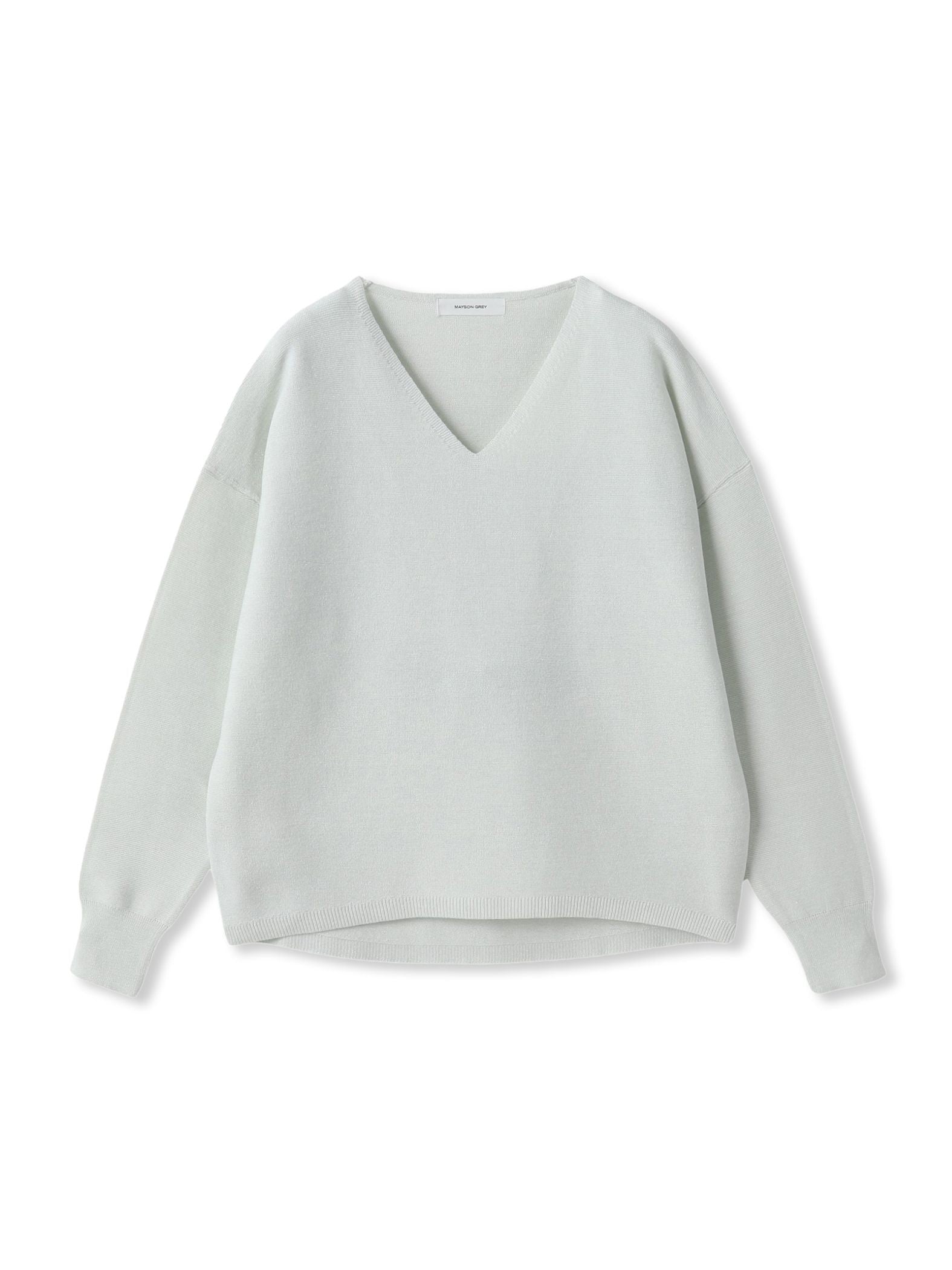 Vネックラメガーターニットプルオーバー≪手洗い可能≫