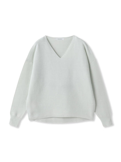 Vネックラメガーターニットプルオーバー≪手洗い可能≫