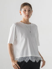裾レース切り替えTシャツ
