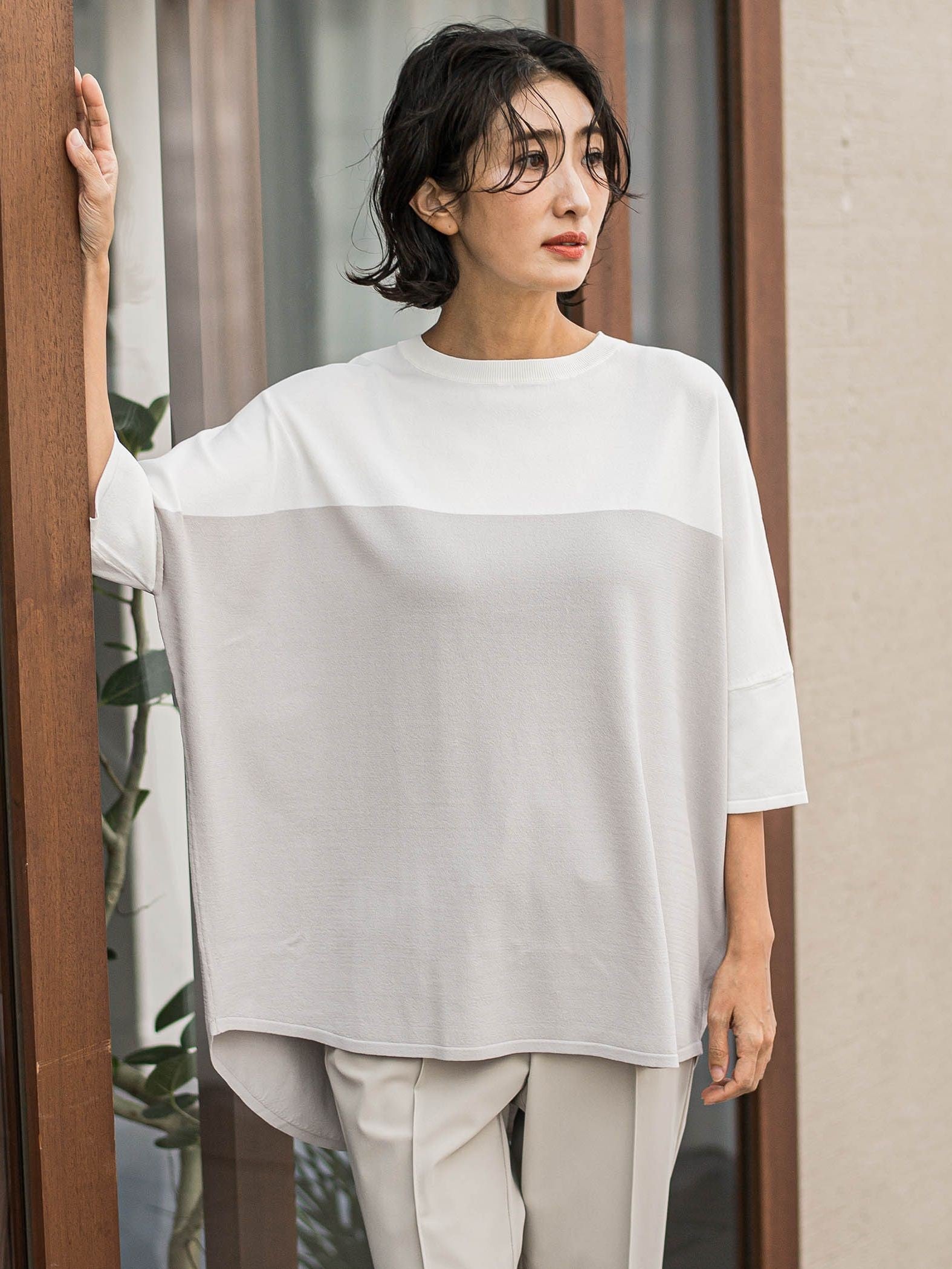 【WEB限定】バイカラーニット≪手洗い可能≫