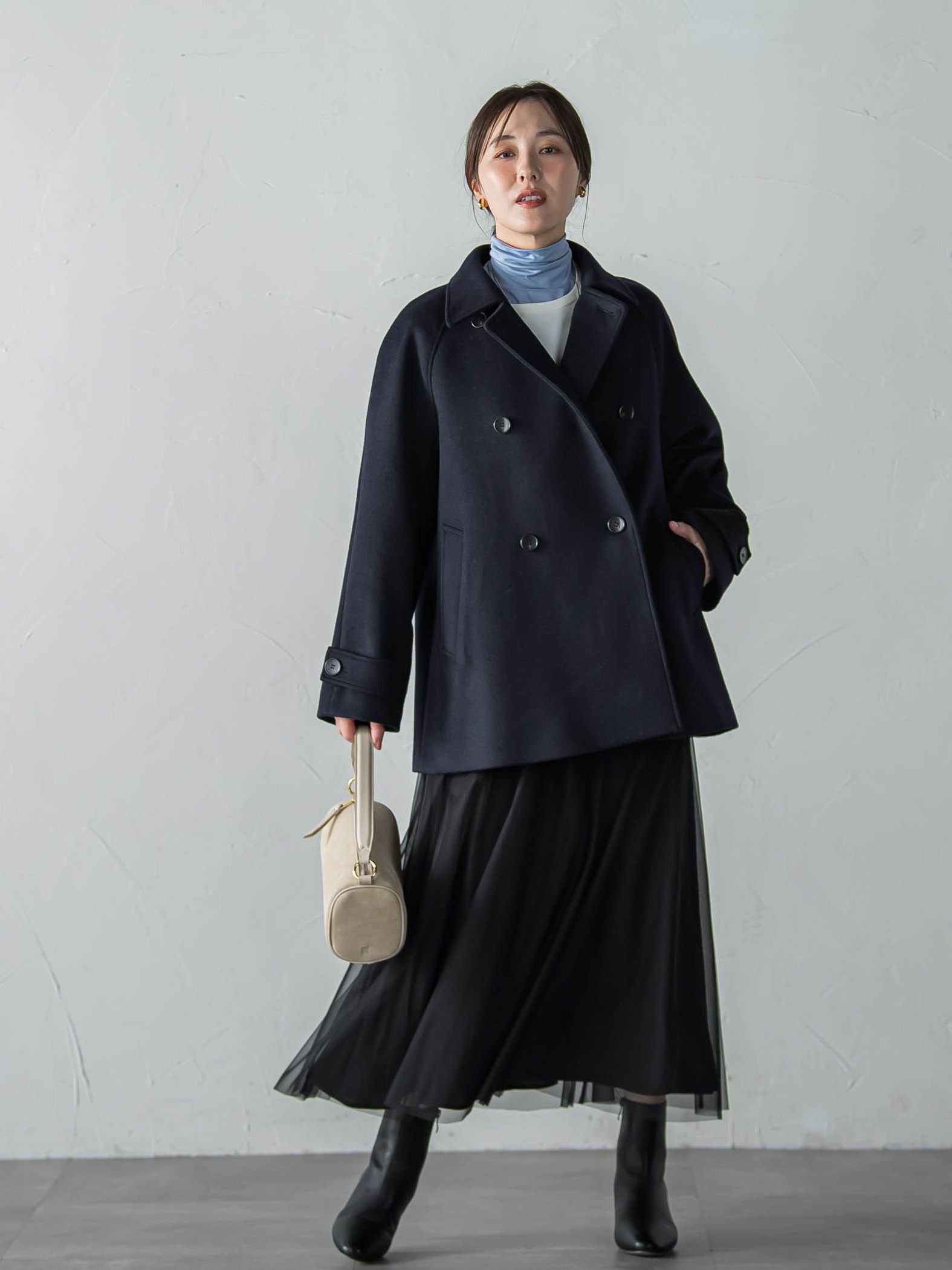 カシミヤ混ライトリバーショートコート