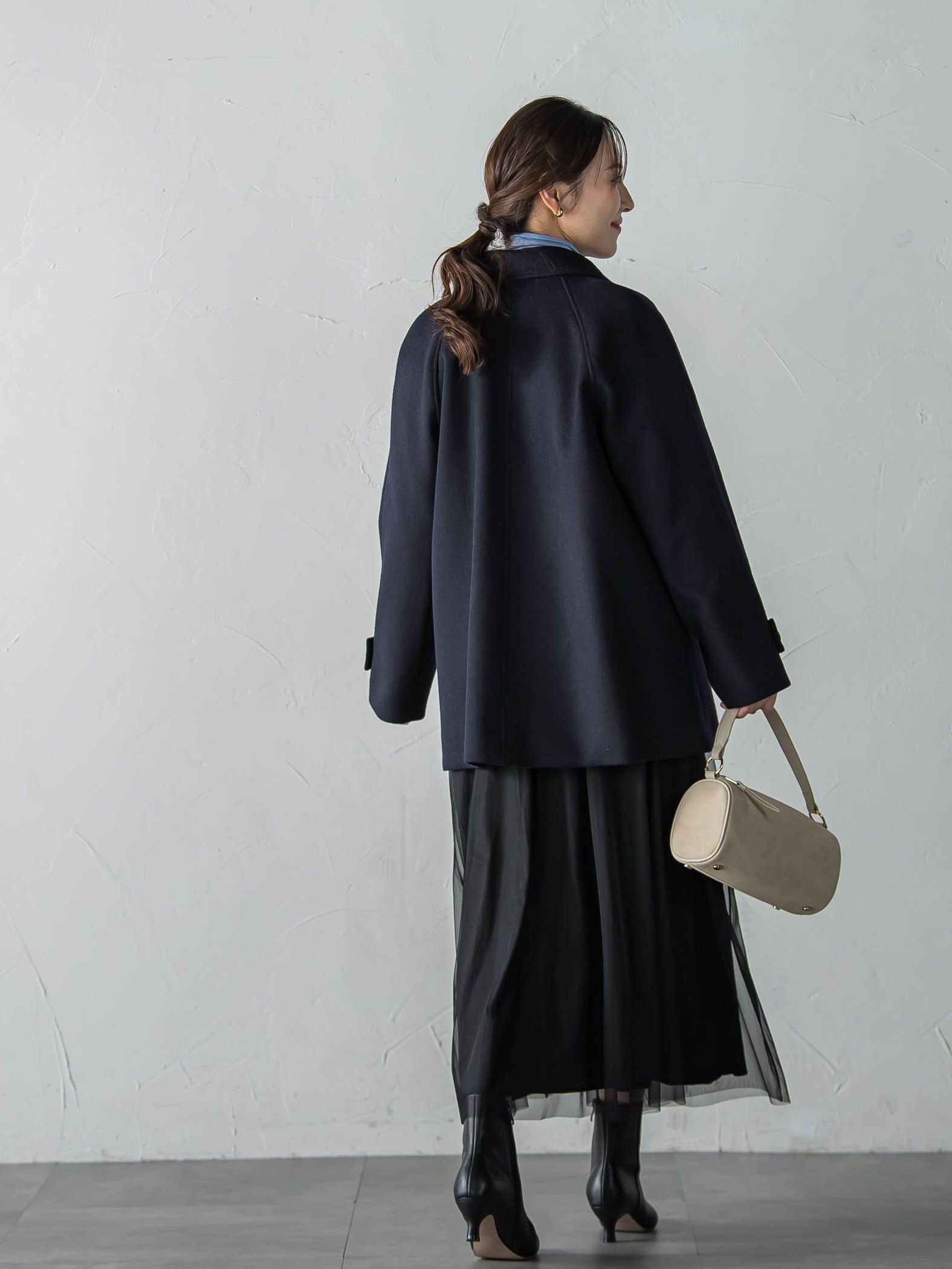 カシミヤ混ライトリバーショートコート