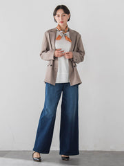 【WEB限定】裏起毛デニムワイドパンツ