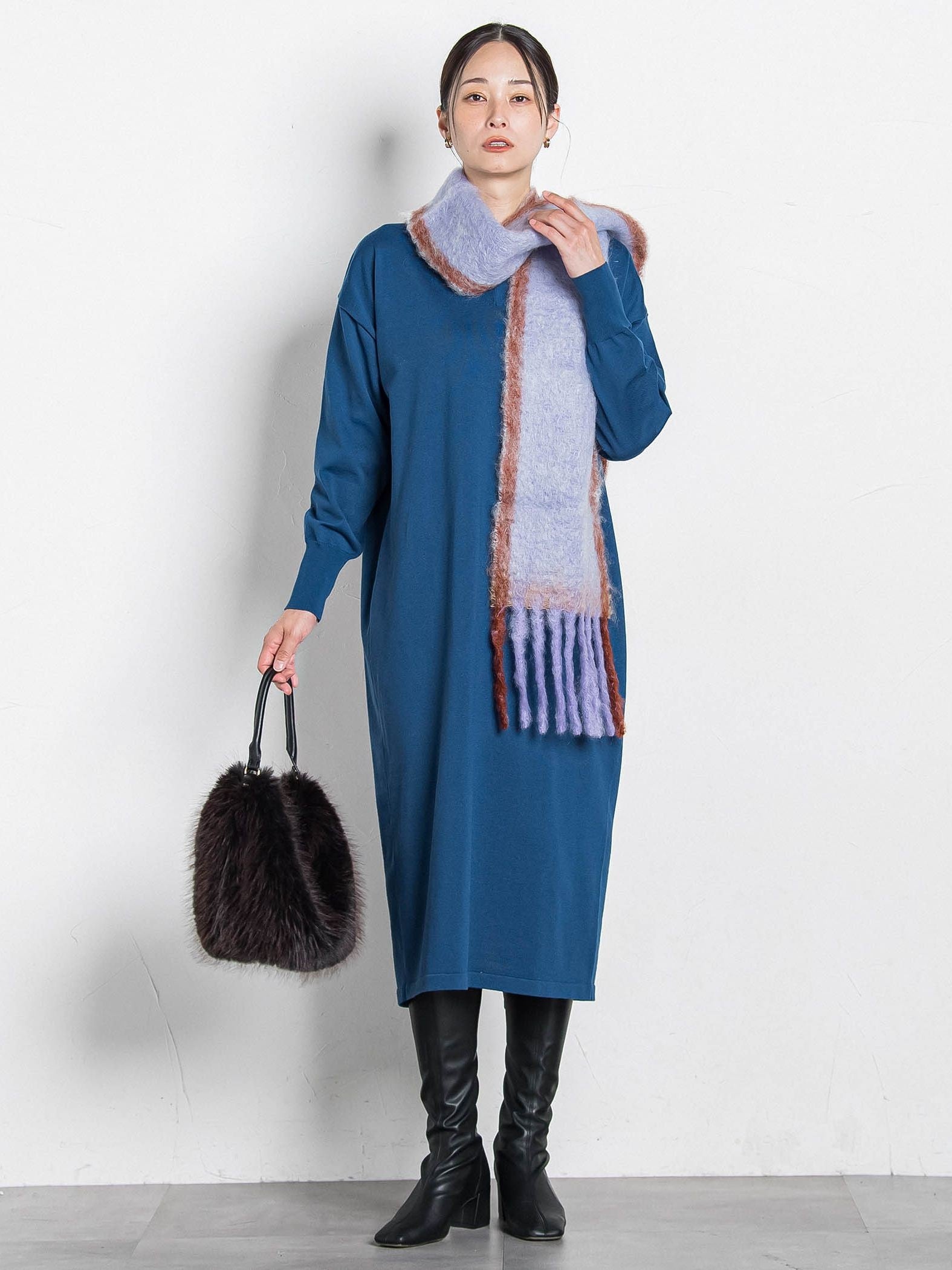 【WEB限定】Vネックニットワンピース≪丈長めあり/手洗い可能≫