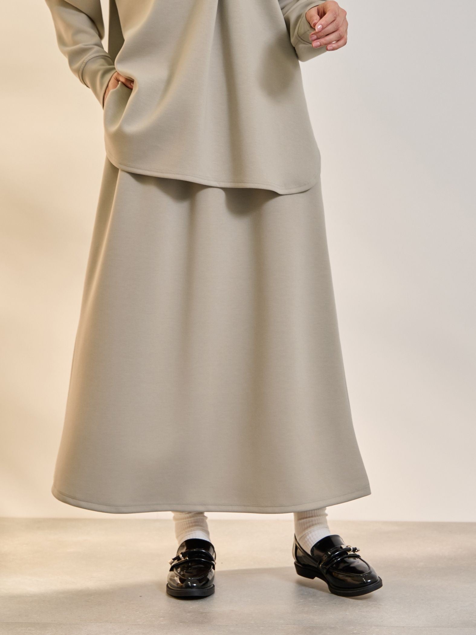 【SET】ダンボールニットスキッパートップ×スカート2ピース