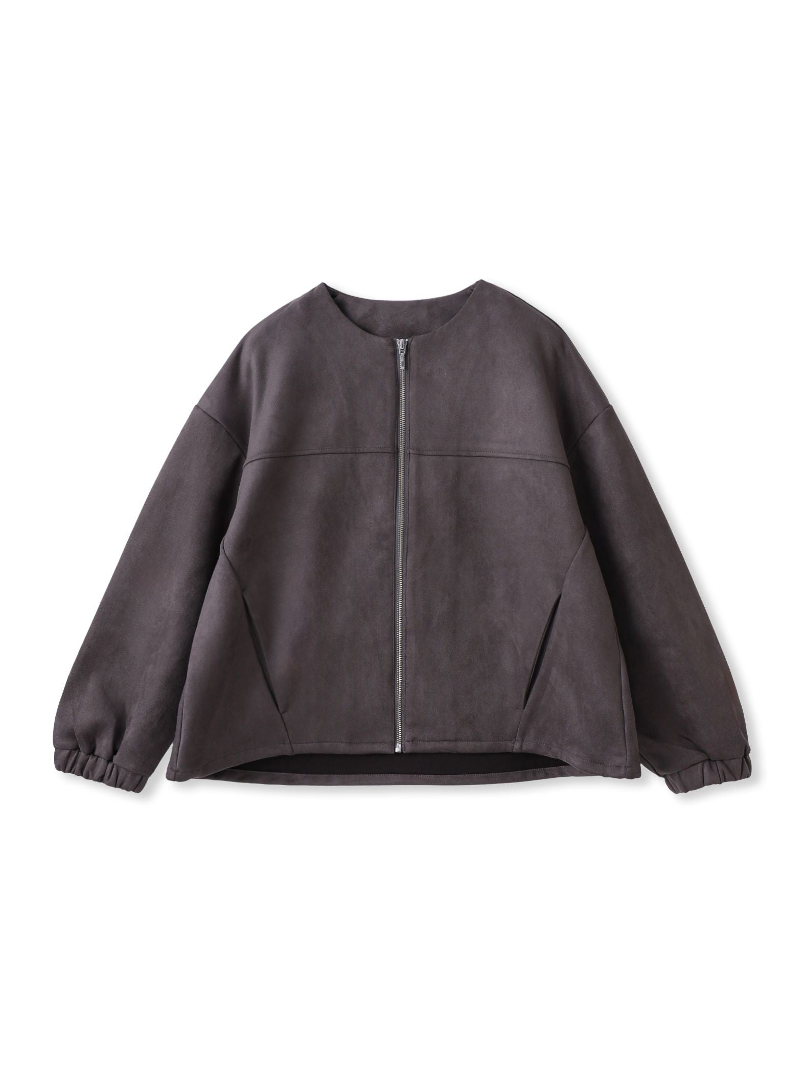 【WEB限定】マシュマロスウェードノーカラーブルゾン≪手洗い可能≫