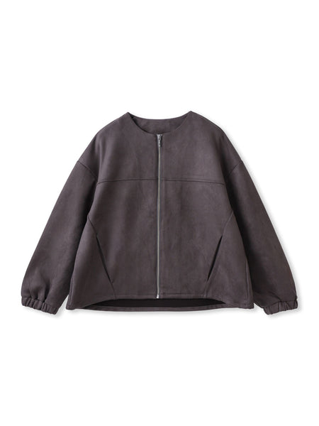 【WEB限定】マシュマロスウェードノーカラーブルゾン≪手洗い可能≫