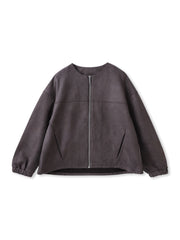 【WEB限定】マシュマロスウェードノーカラーブルゾン≪手洗い可能≫