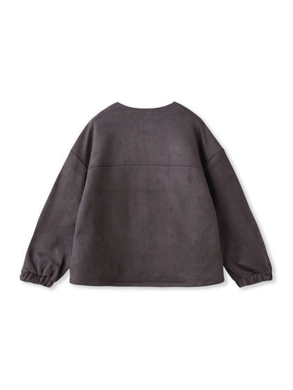 【WEB限定】マシュマロスウェードノーカラーブルゾン≪手洗い可能≫