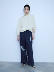 【大人の抜け感】デニムカットオフダメージパンツ