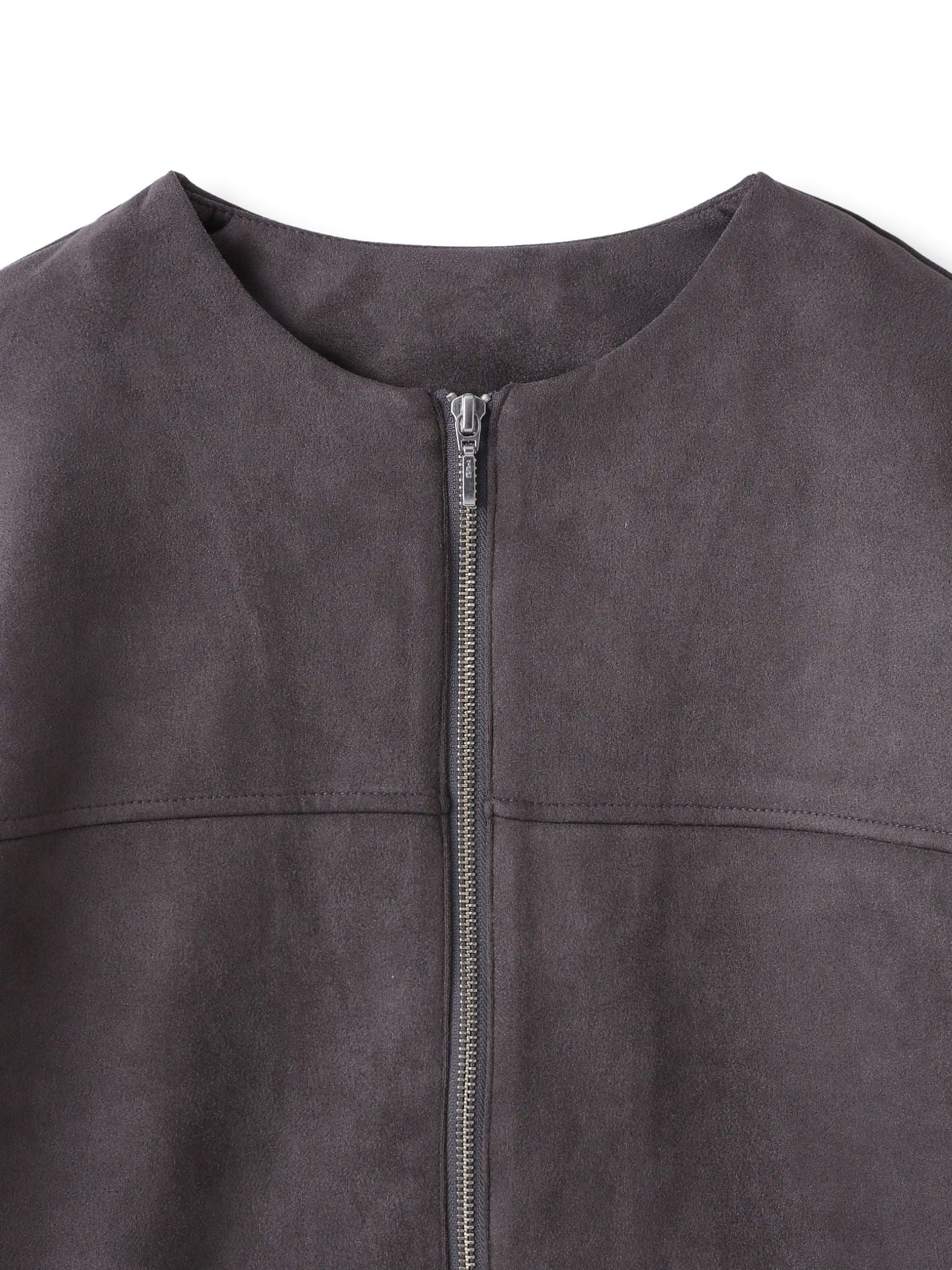 【WEB限定】マシュマロスウェードノーカラーブルゾン≪手洗い可能≫