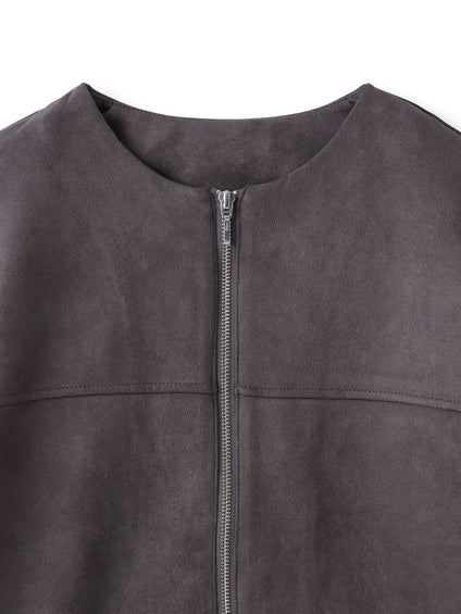 【WEB限定】マシュマロスウェードノーカラーブルゾン≪手洗い可能≫