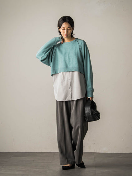 裏毛クロップドトレーナー≪洗濯機で洗える≫