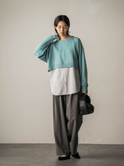 裏毛クロップドトレーナー≪洗濯機で洗える≫