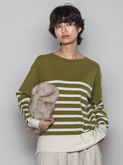 【ふわもち】ボーダーニット≪洗濯機で洗える≫