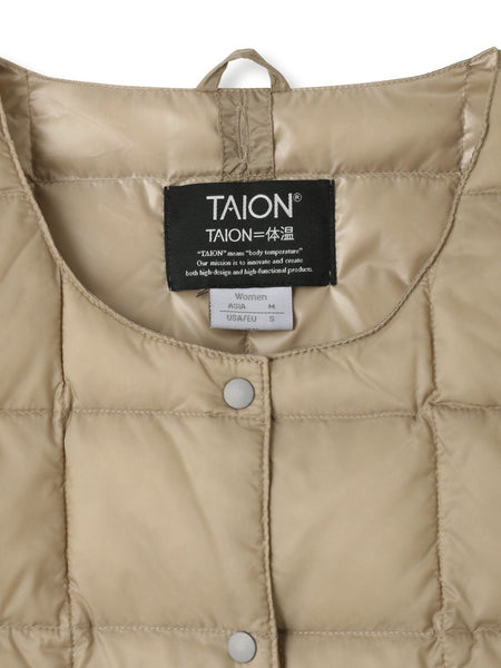【TAION】ベーシッククルーネックボタン インナーダウンベスト