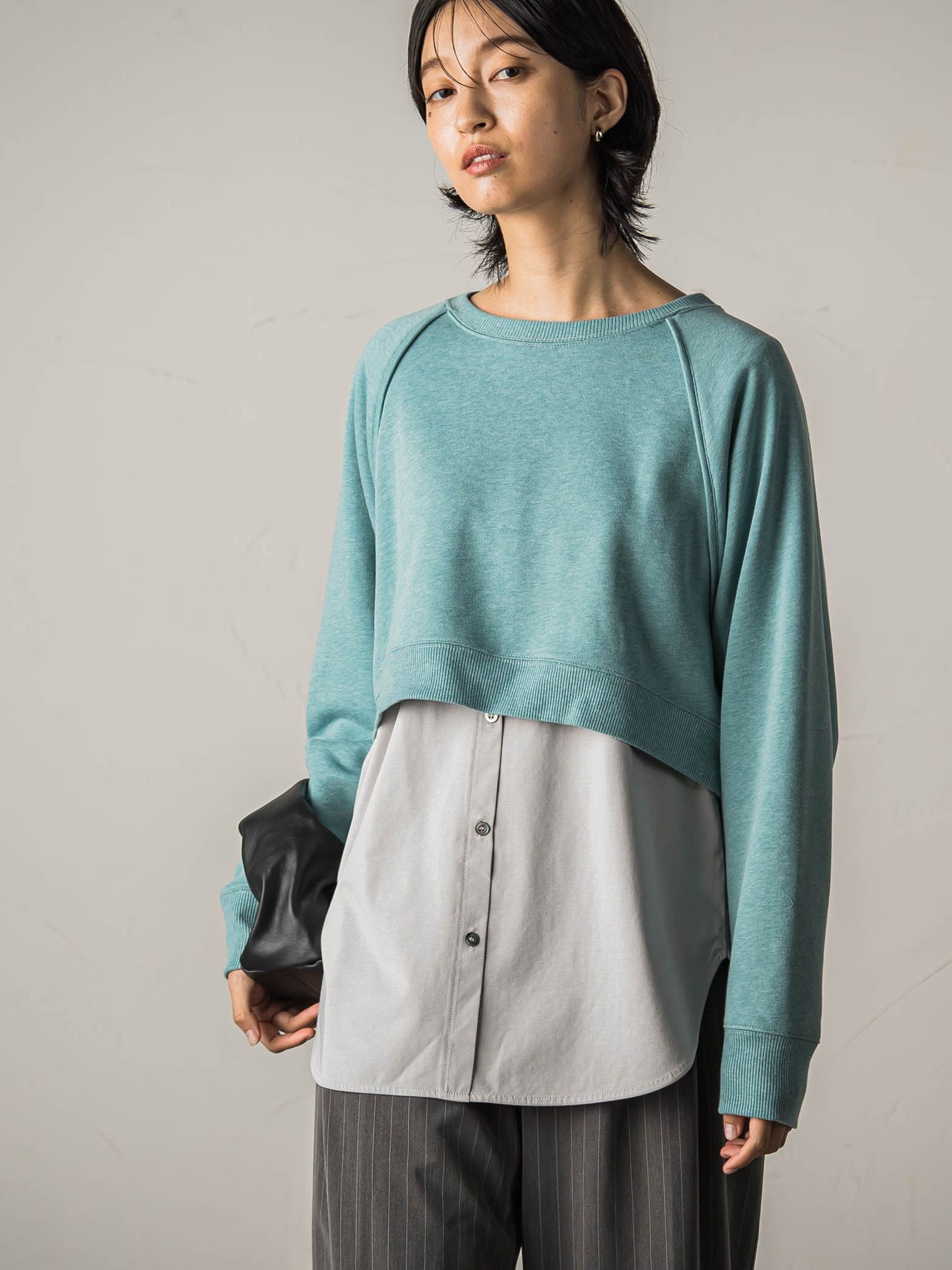 裏毛クロップドトレーナー≪洗濯機で洗える≫