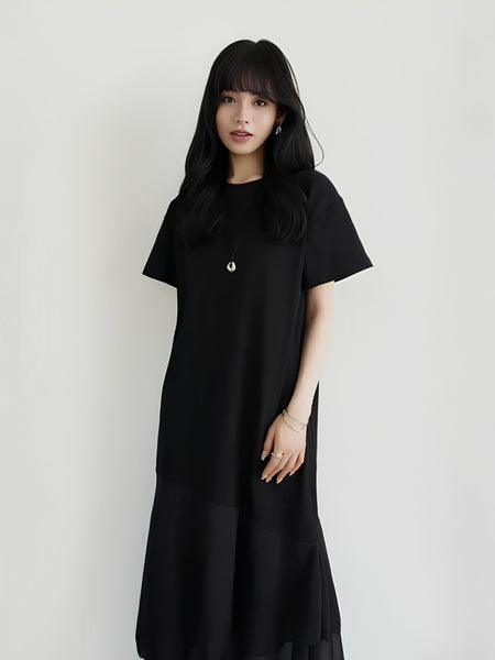 【小さいサイズ】シフォンドッキングマキシワンピース