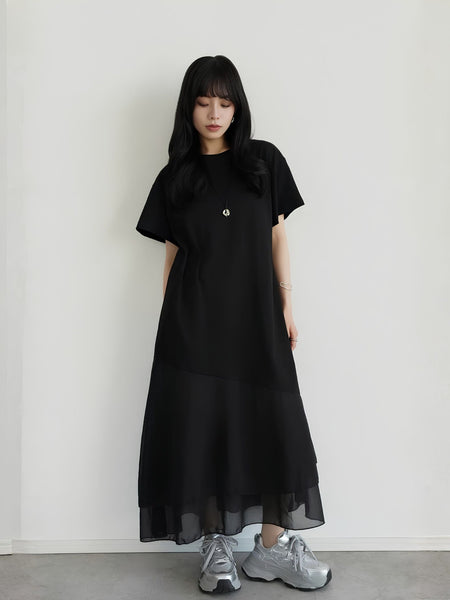 【小さいサイズ】シフォンドッキングマキシワンピース