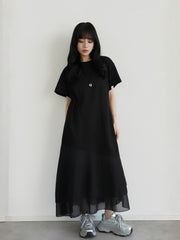 【小さいサイズ】シフォンドッキングマキシワンピース