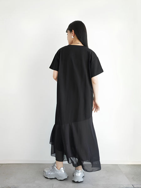 【小さいサイズ】シフォンドッキングマキシワンピース