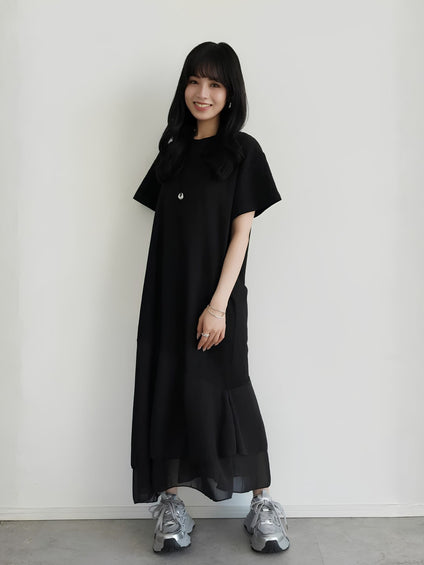 【小さいサイズ】シフォンドッキングマキシワンピース