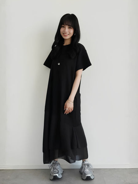 【小さいサイズ】シフォンドッキングマキシワンピース