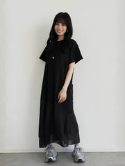 【小さいサイズ】シフォンドッキングマキシワンピース