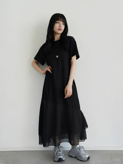【小さいサイズ】シフォンドッキングマキシワンピース