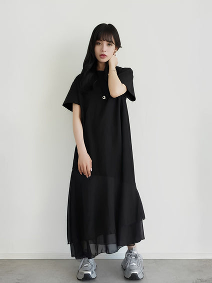 【小さいサイズ】シフォンドッキングマキシワンピース